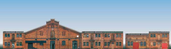 Auhagen Low relief background buildings. Set of 6 industrial building 