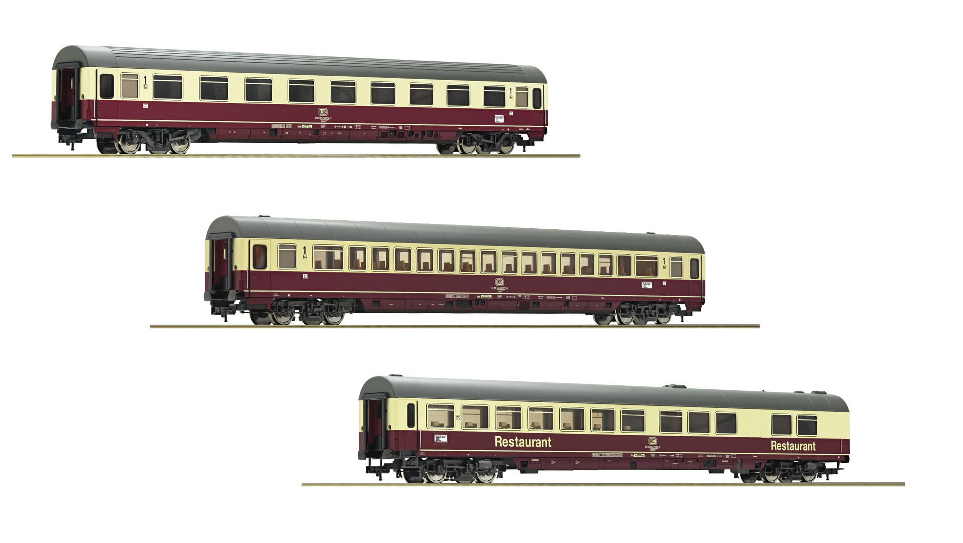 Fleischmann Set of 3 Passenger cars of IC Riemenschneider train (Set 1