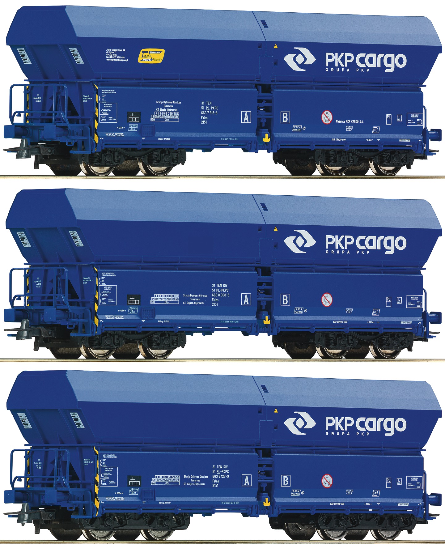 Roco Set of 3 High capacity Hopper cars of PKP Cargo EuroTrainHobby