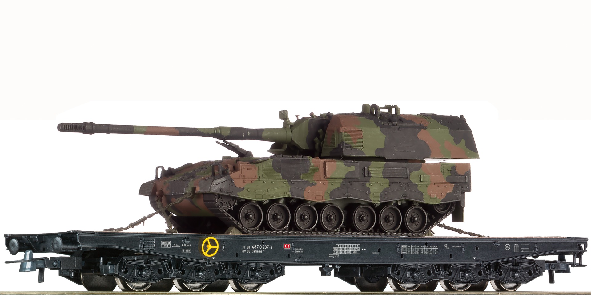 Roco Heavy duty flat car with armored howitzer 2000 - EuroTrainHobby1920 x 960