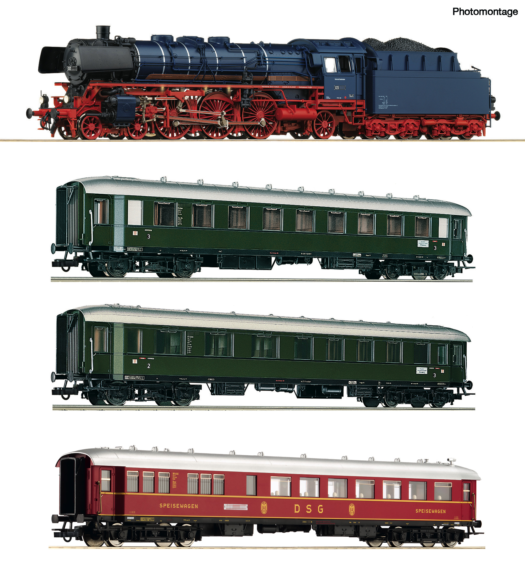 Roco Steam class 03.10 and express train cars (Digital with