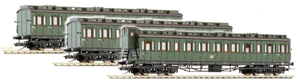Set of 3 four axle Compartment cars